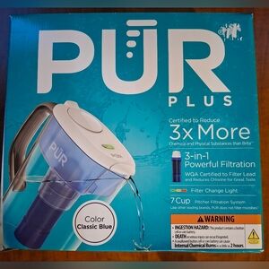 Pur 7-cup 3-in-1 Blue Water Filer Filtration Pitcher NIB